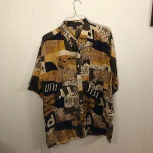 Vintage Retro PURE Very Cool Print Silk Hawaiian Shirt XL